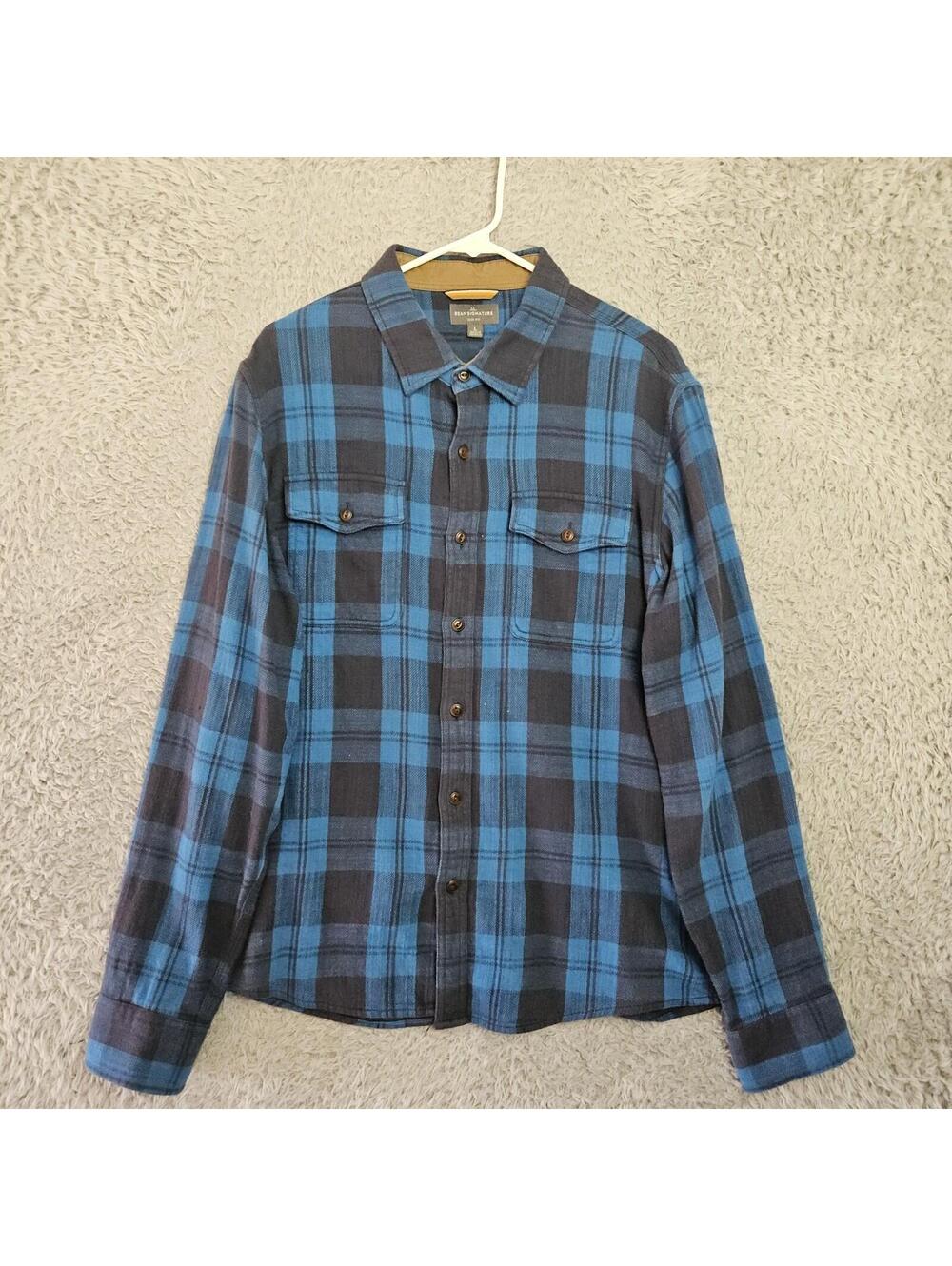 L.L. Bean Men's Signature Heritage Textured Flannel Shirt L Slim #514224